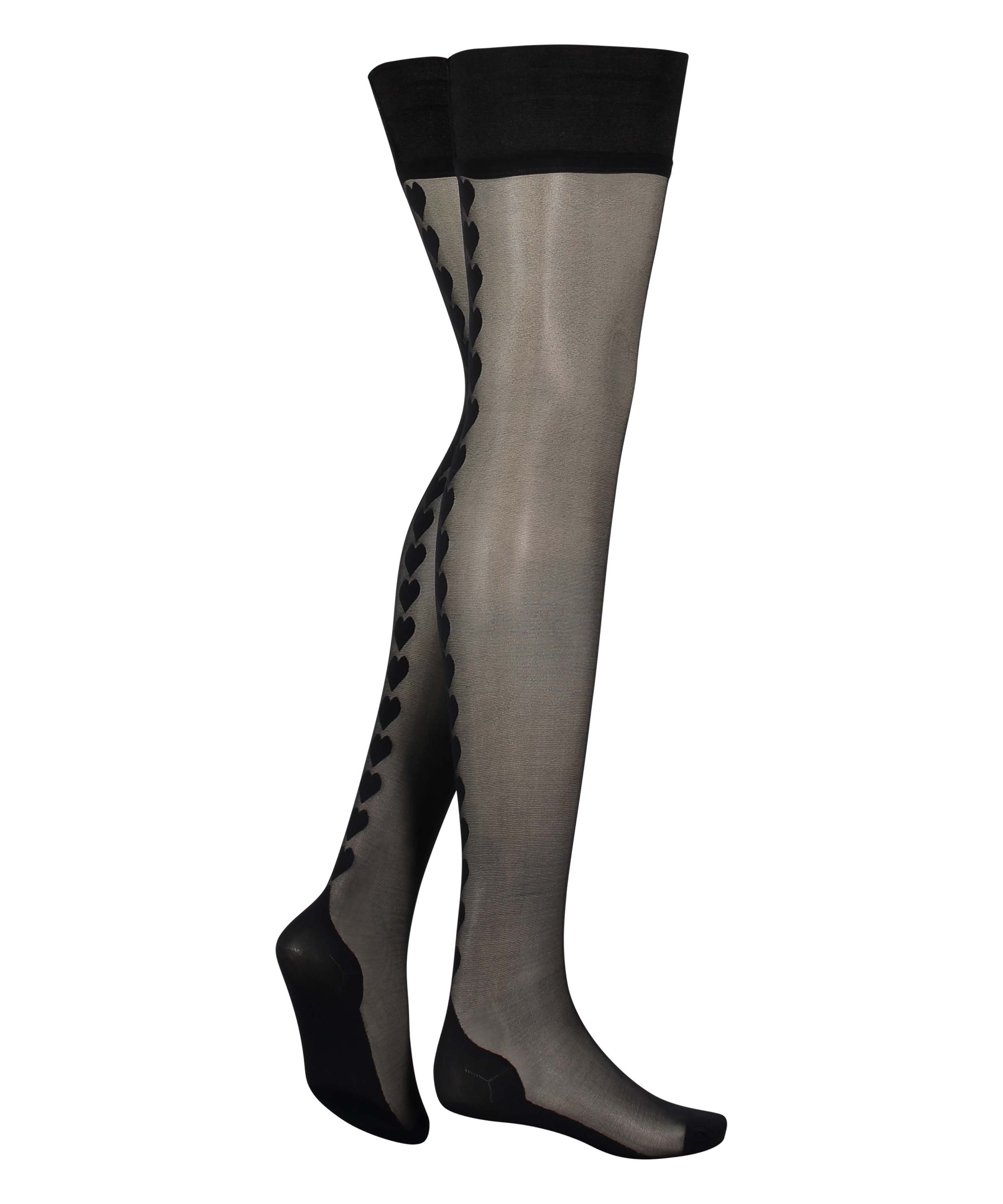 15 Denier Selvsiddende strømper Heart, Sort, main