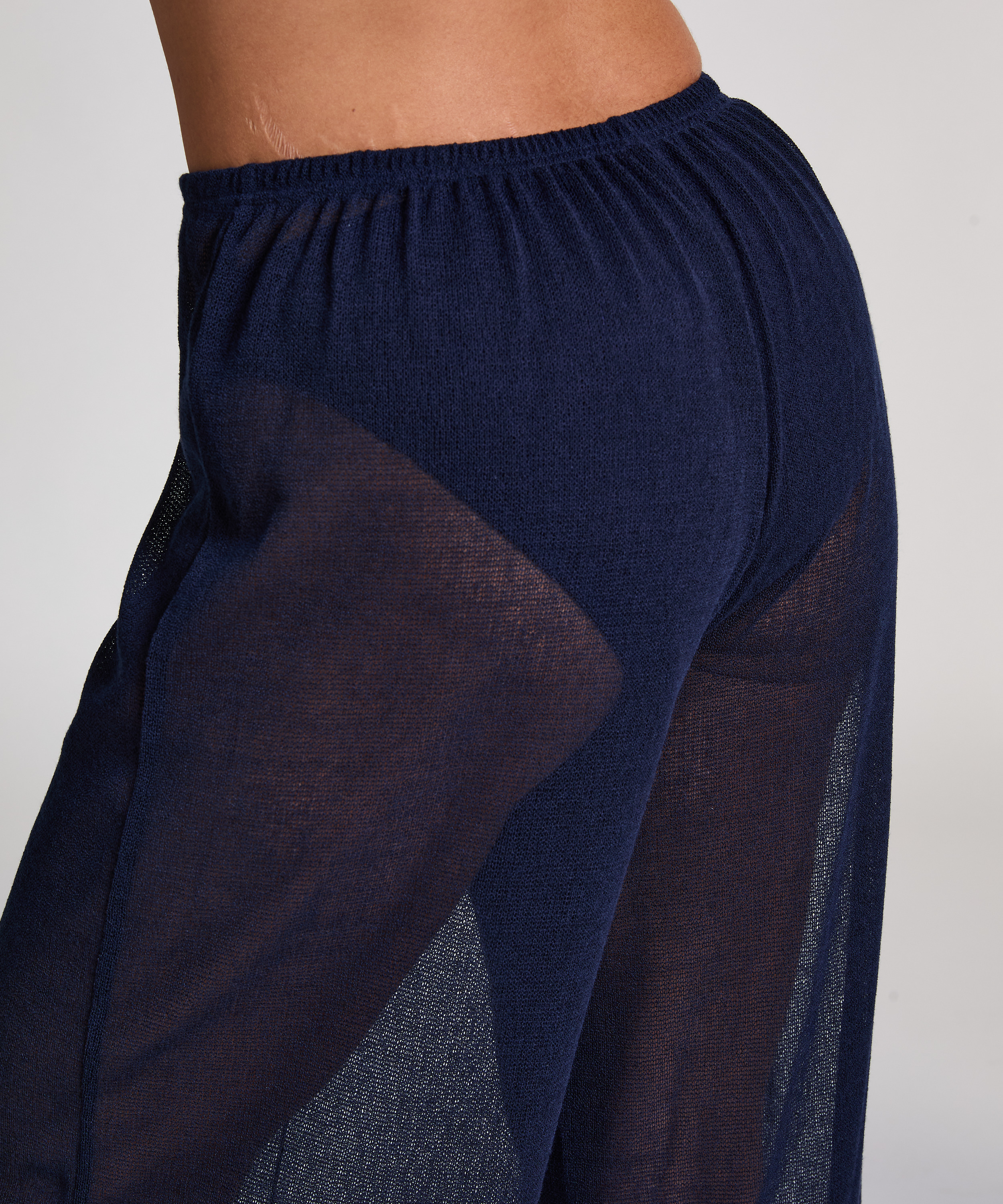 Strikket strandbuks, blå, main