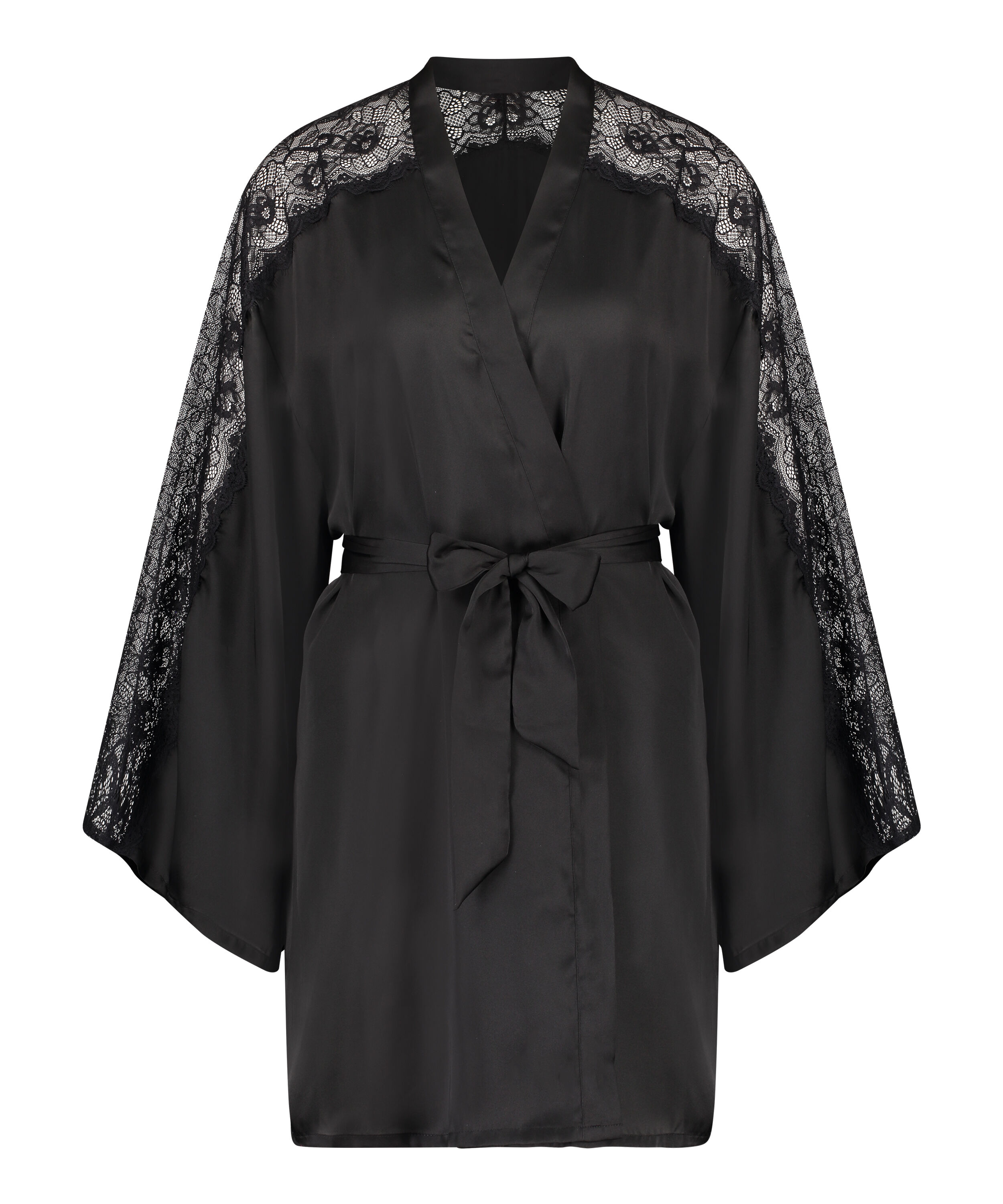 Kimono Satin Lace, sort