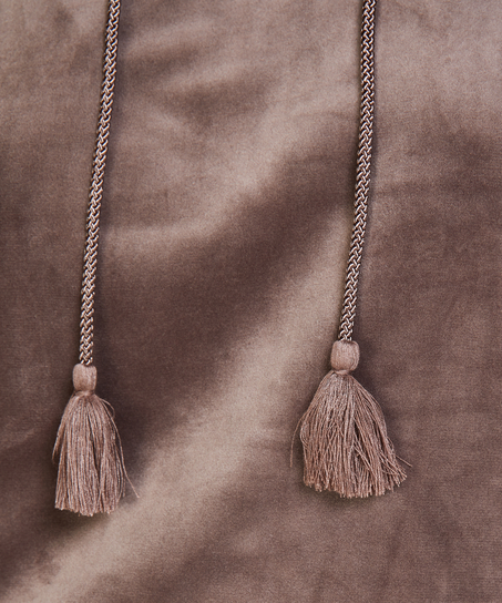 Hoodie i velours, Brun