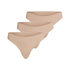 3-pak sømløs g-streng, Beige