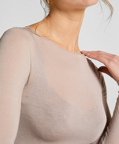super soft bådhals bluse med cashmere, Grå