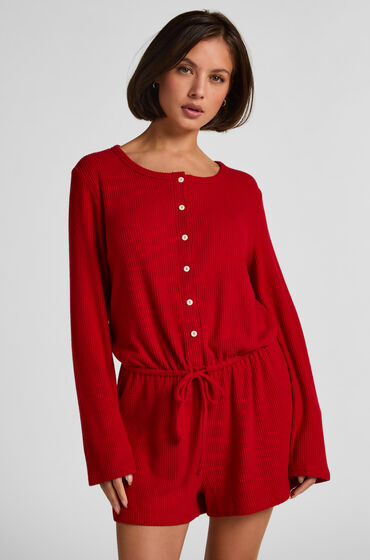 Hunkemöller Onesie-jumpsuit short i jersey rib Rød