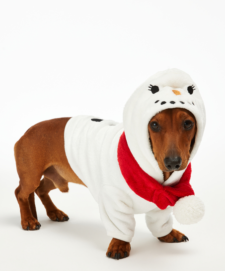 Fleece hunde-onesie, Hvid