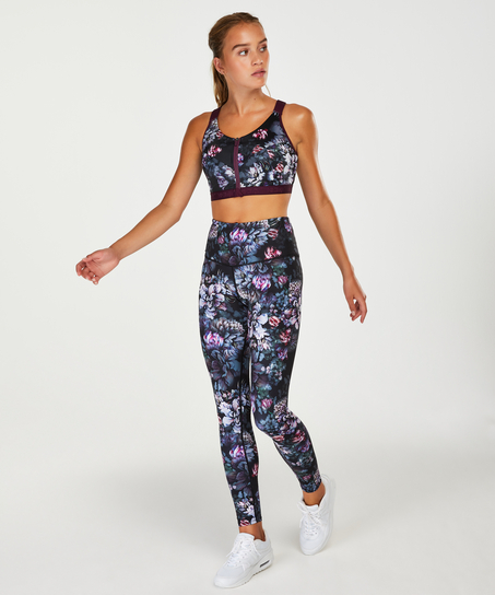 HKMX High Waisted Sportlegging Flower, sort