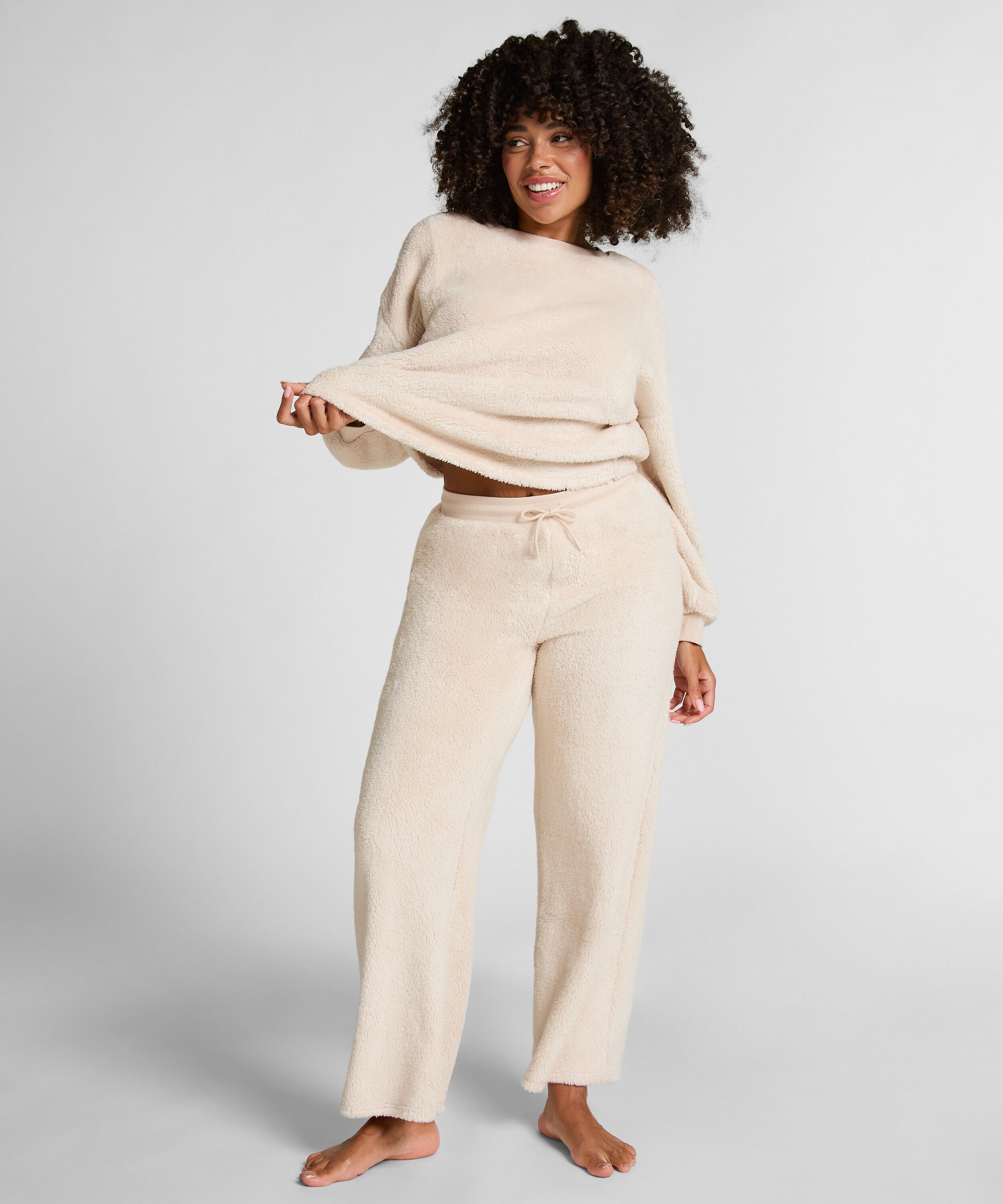 Bukser i blød fleece, Beige