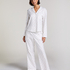Jacquard Pyjamatop Langærmet, Hvid