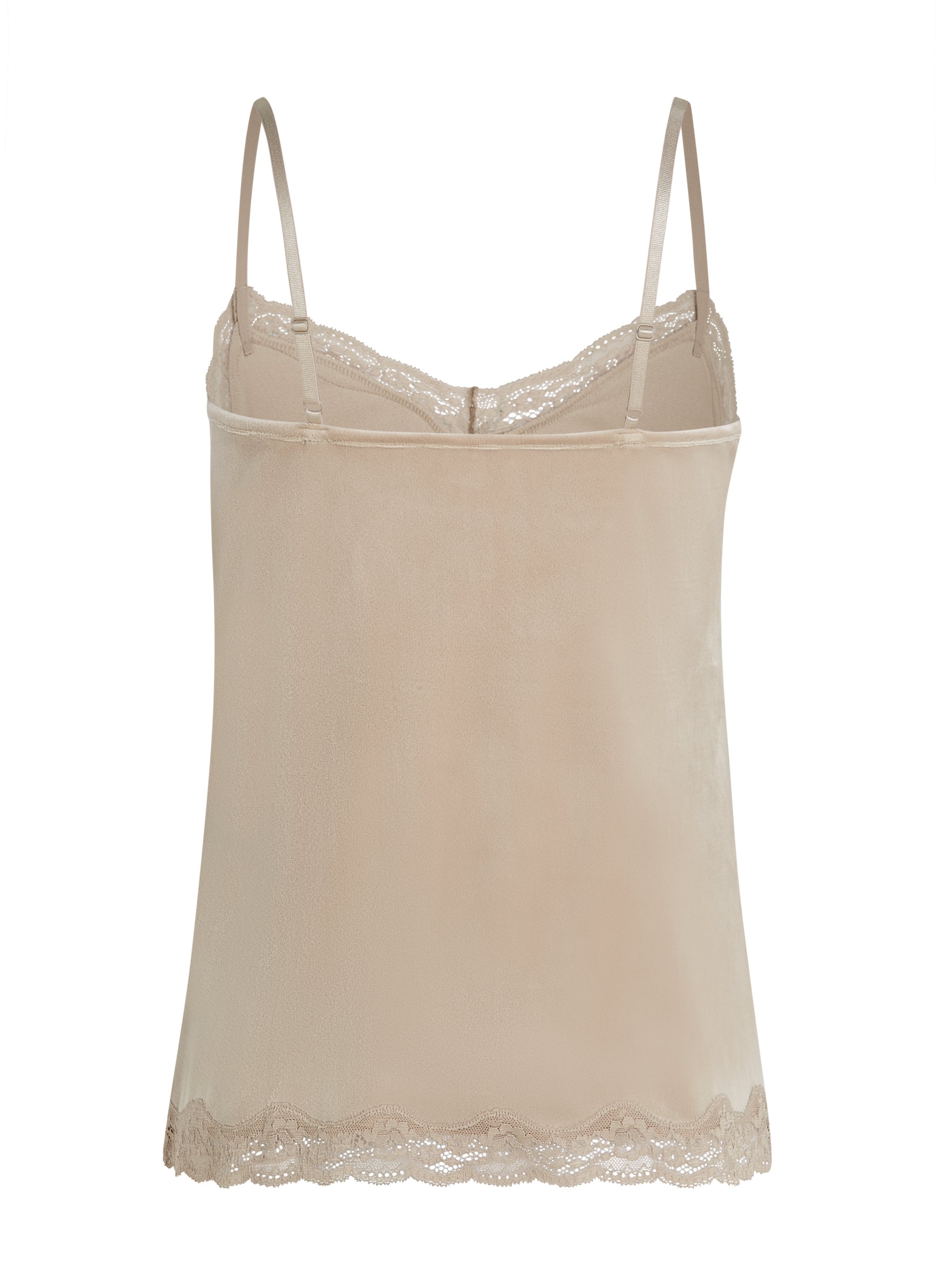 Cami top Velours Lace, Beige, main