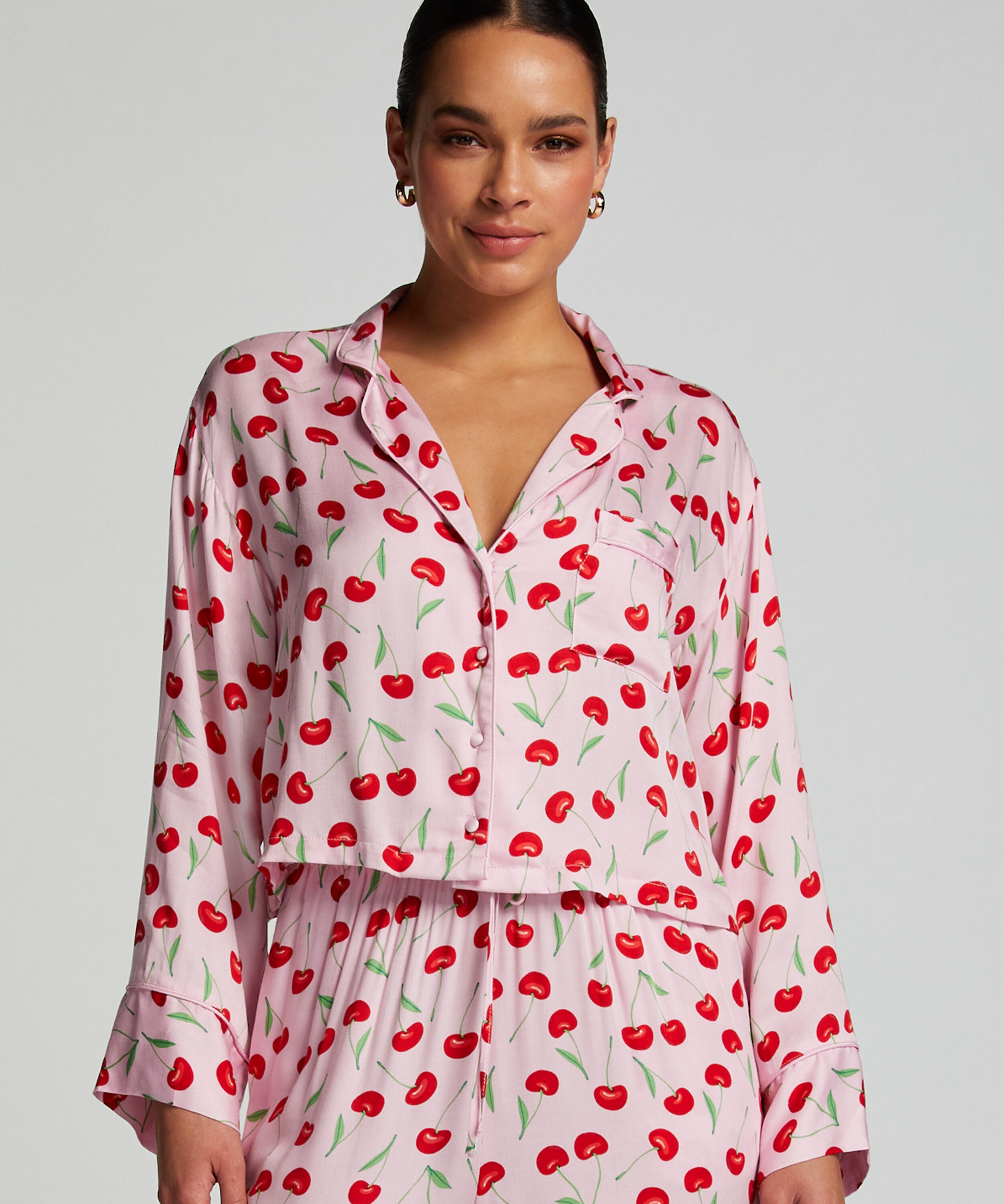 Pyjamastop Twill, Lyserød