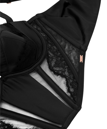 Formstøbt longline bøjle-bh Nicole, Sort