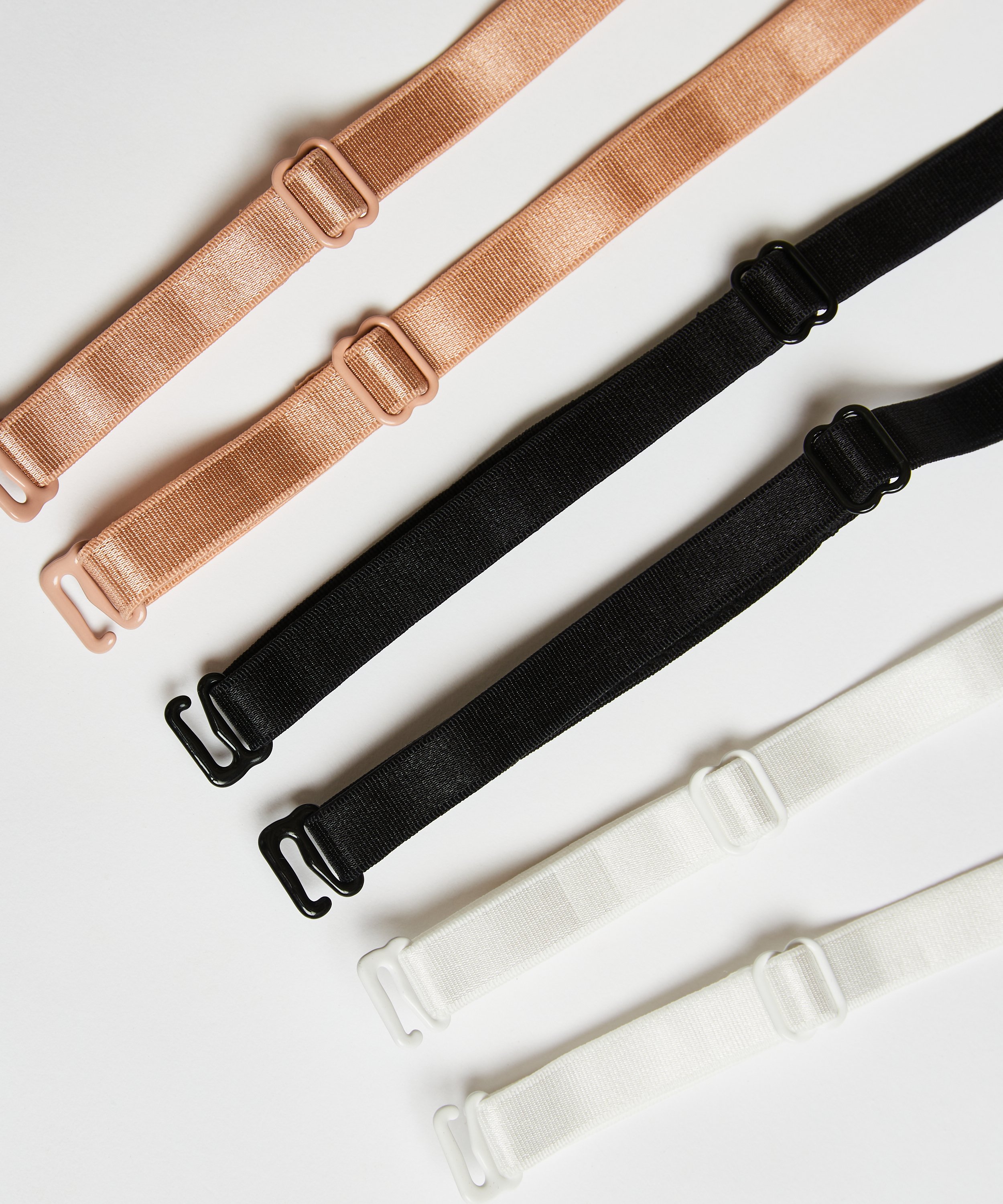 Pakke med 3 basis-bh-stropper, Sort, main