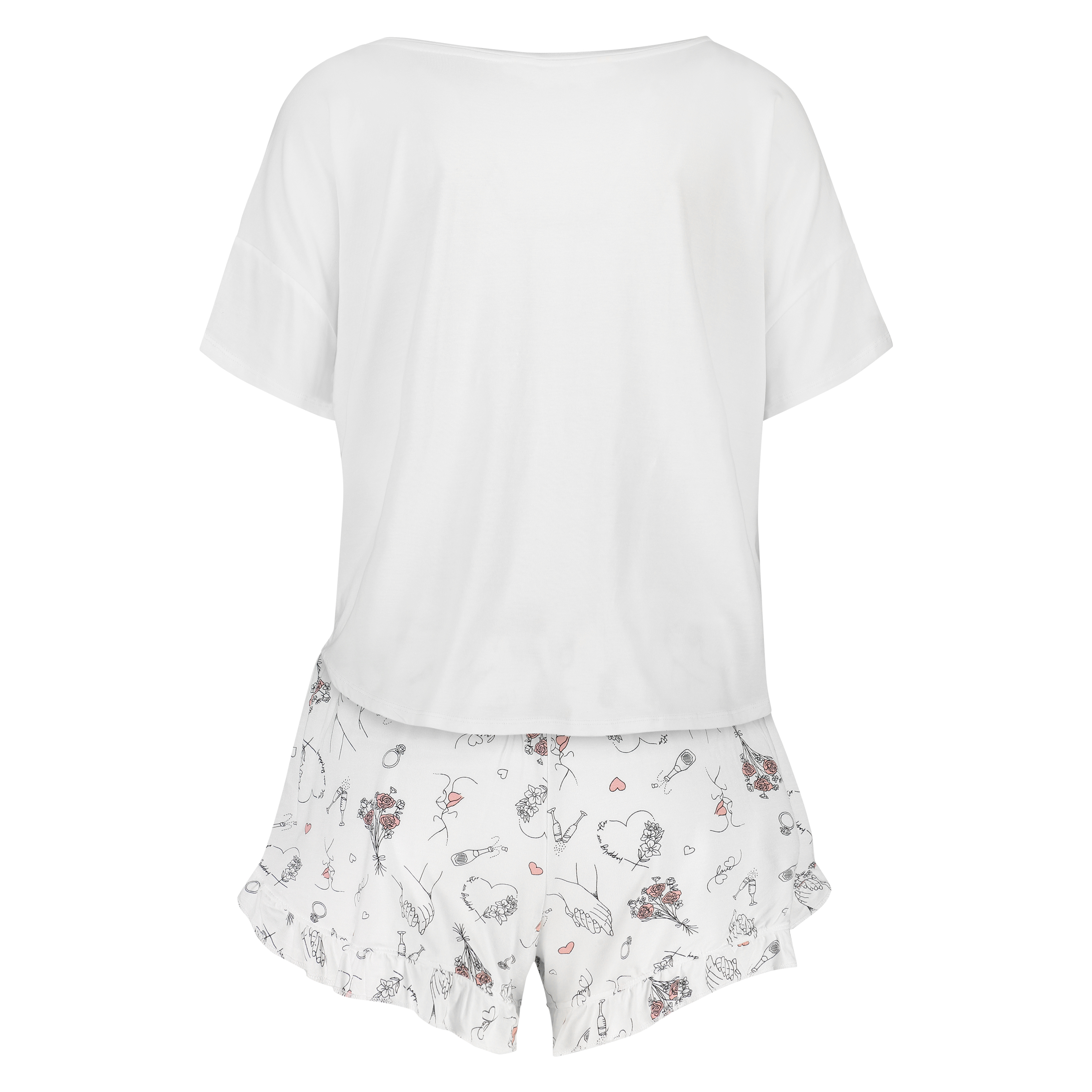 Bridal kort pyjamas, hvid, main