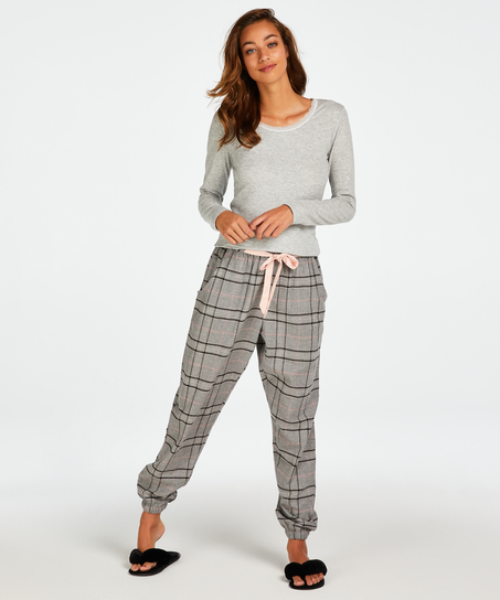 Petite Twill ternede pyjamasbukser, Gr&aring;