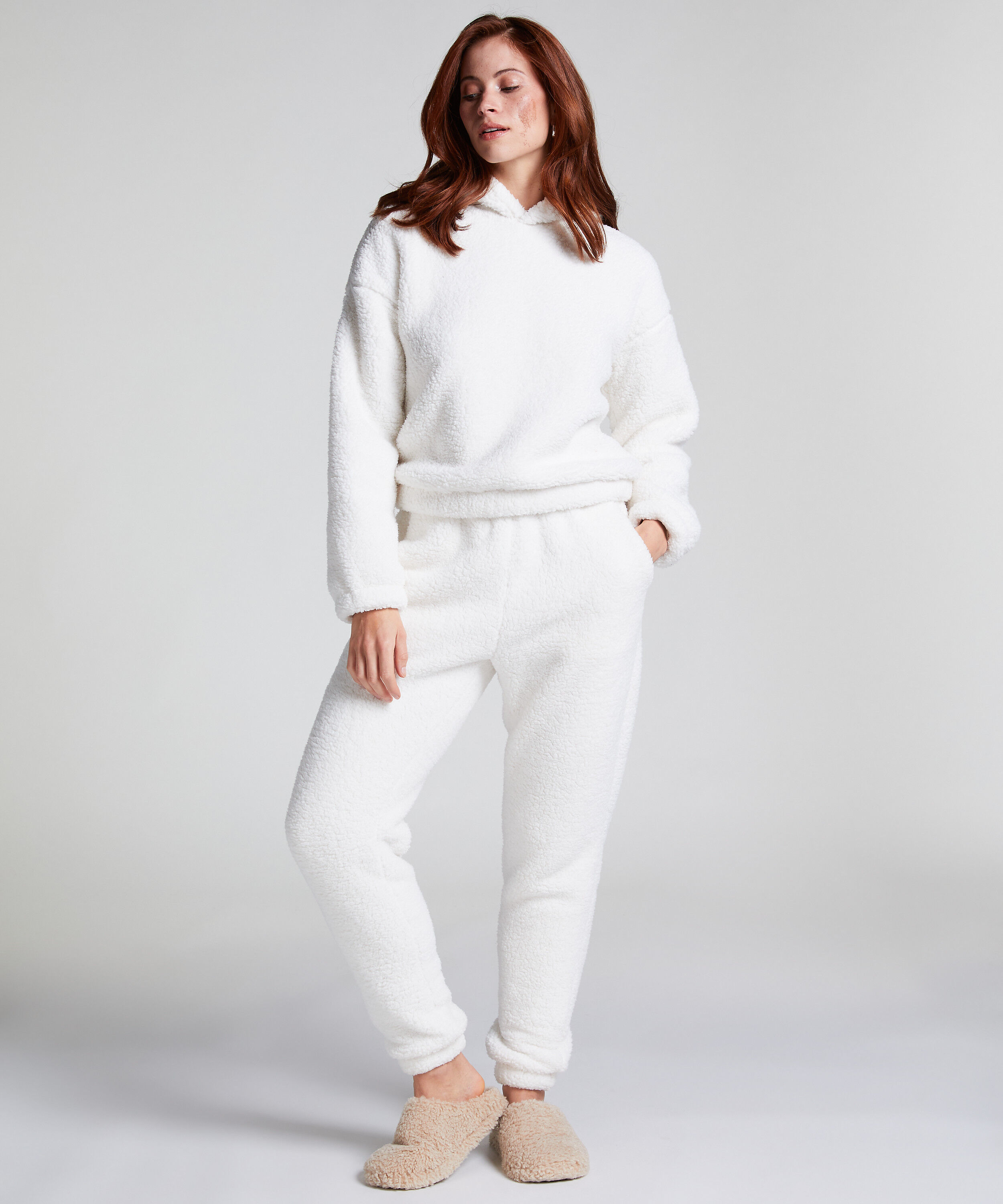 Joggingbukser Fleece Snuggle, Hvid