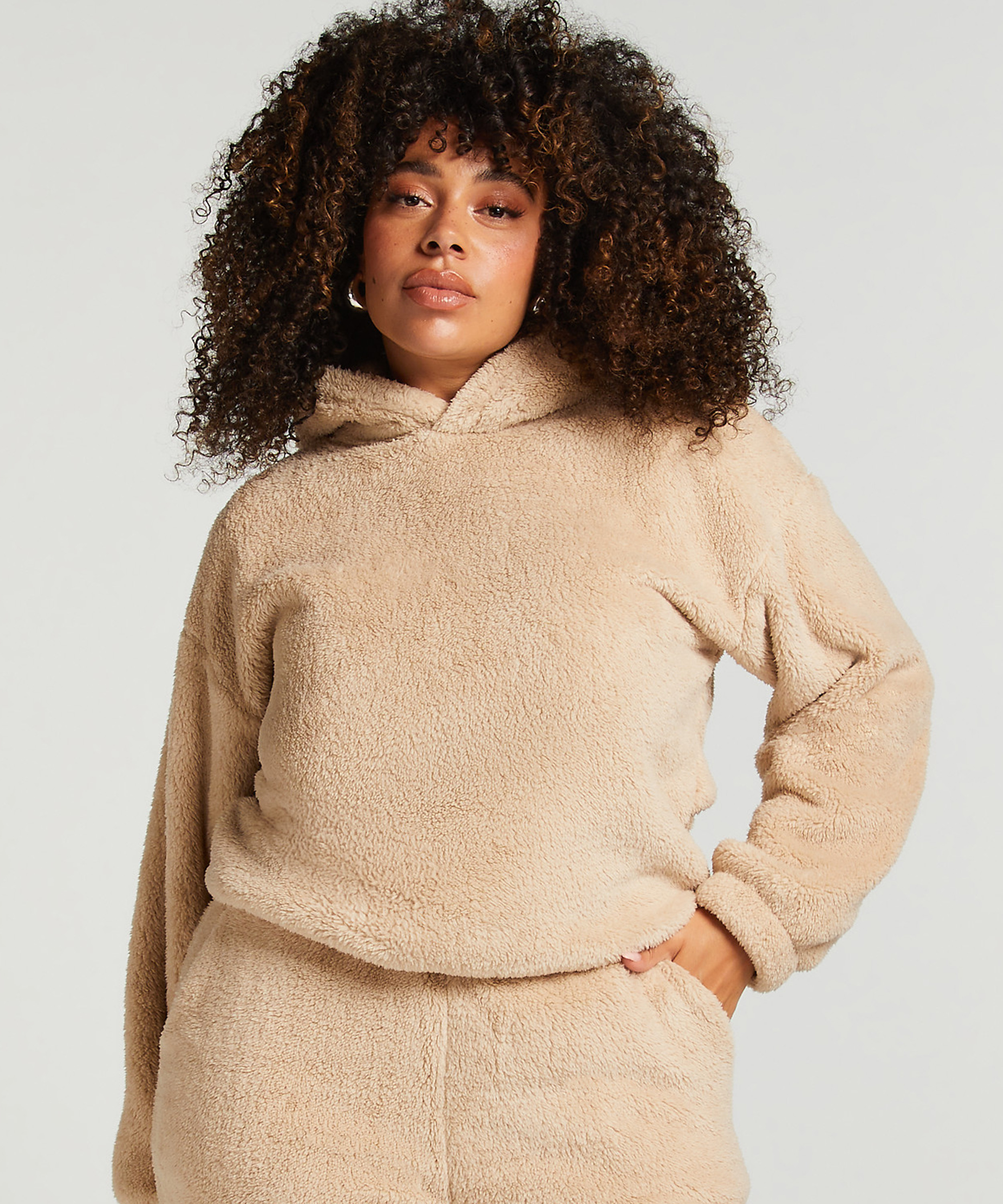 Hættetrøje Fleece Snuggle, Beige, main