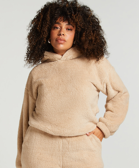 Hættetrøje Fleece Snuggle, Beige