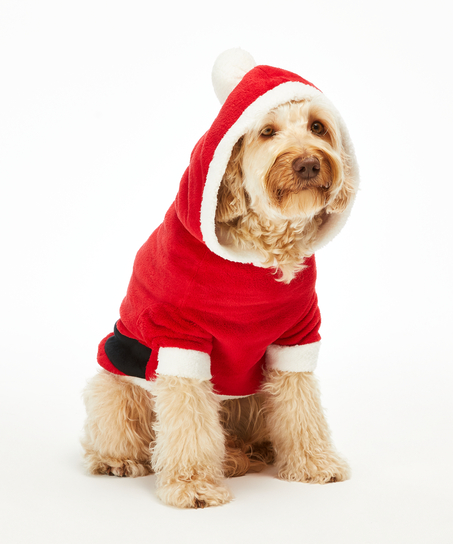 Fleece hunde-onesie, Rød
