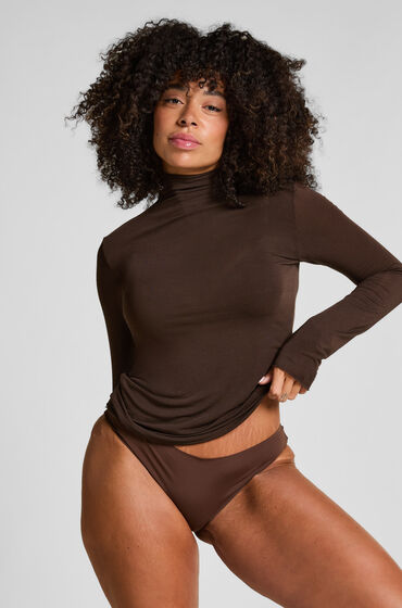 Hunkemöller super soft rullekrave bluse med cashmere Brun