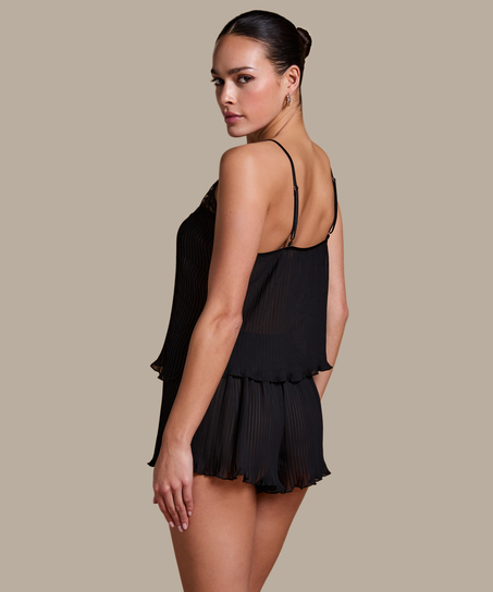 Plisse blondecamisole, Sort