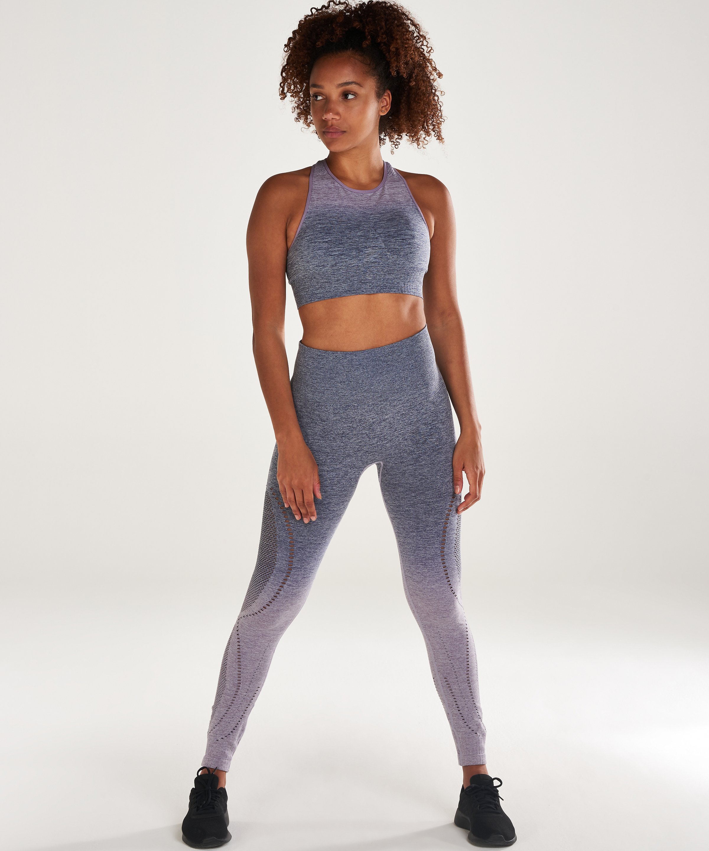 HKMX High waisted sportlegging roundknit ombre, bl&aring;, main