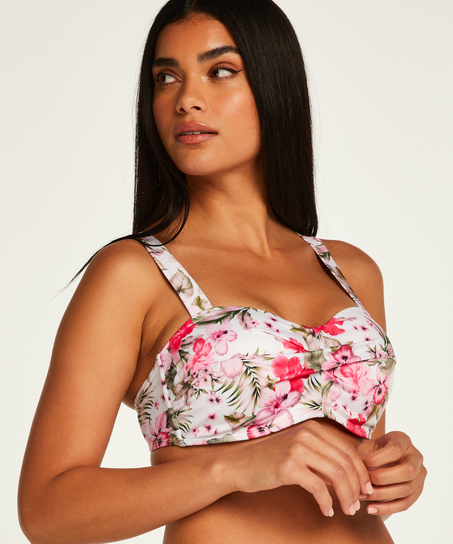 Formst&oslash;bt bandeau-bikinitop Tropical, Hvid