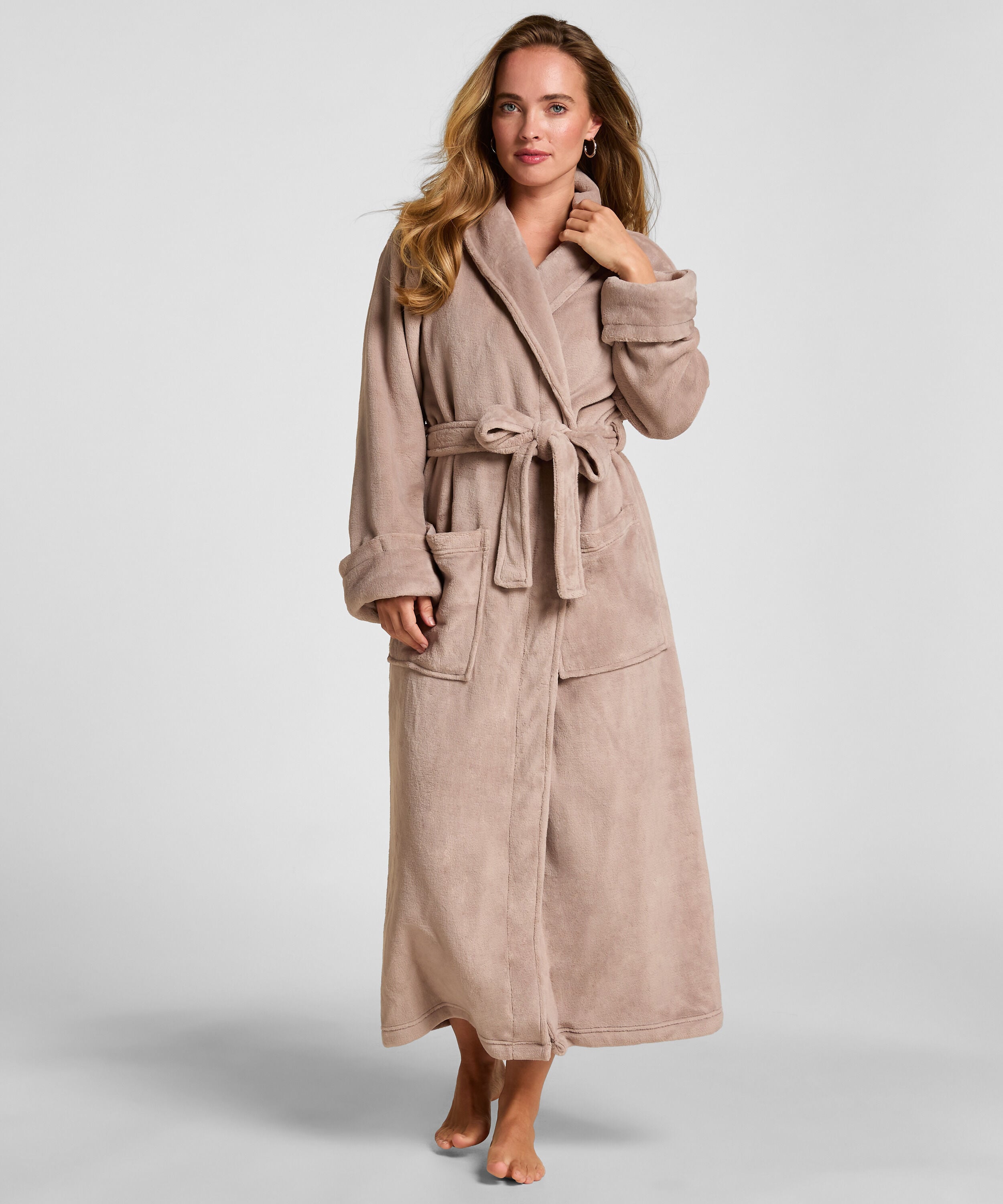 Badekåbe i blød fleece, Beige