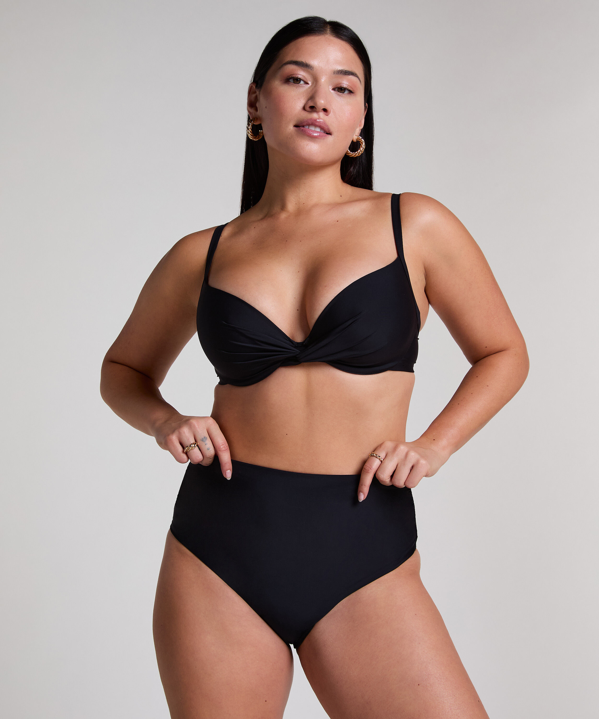 Høj talje Cheeky Shaping Bikini-Bund Luna, Sort