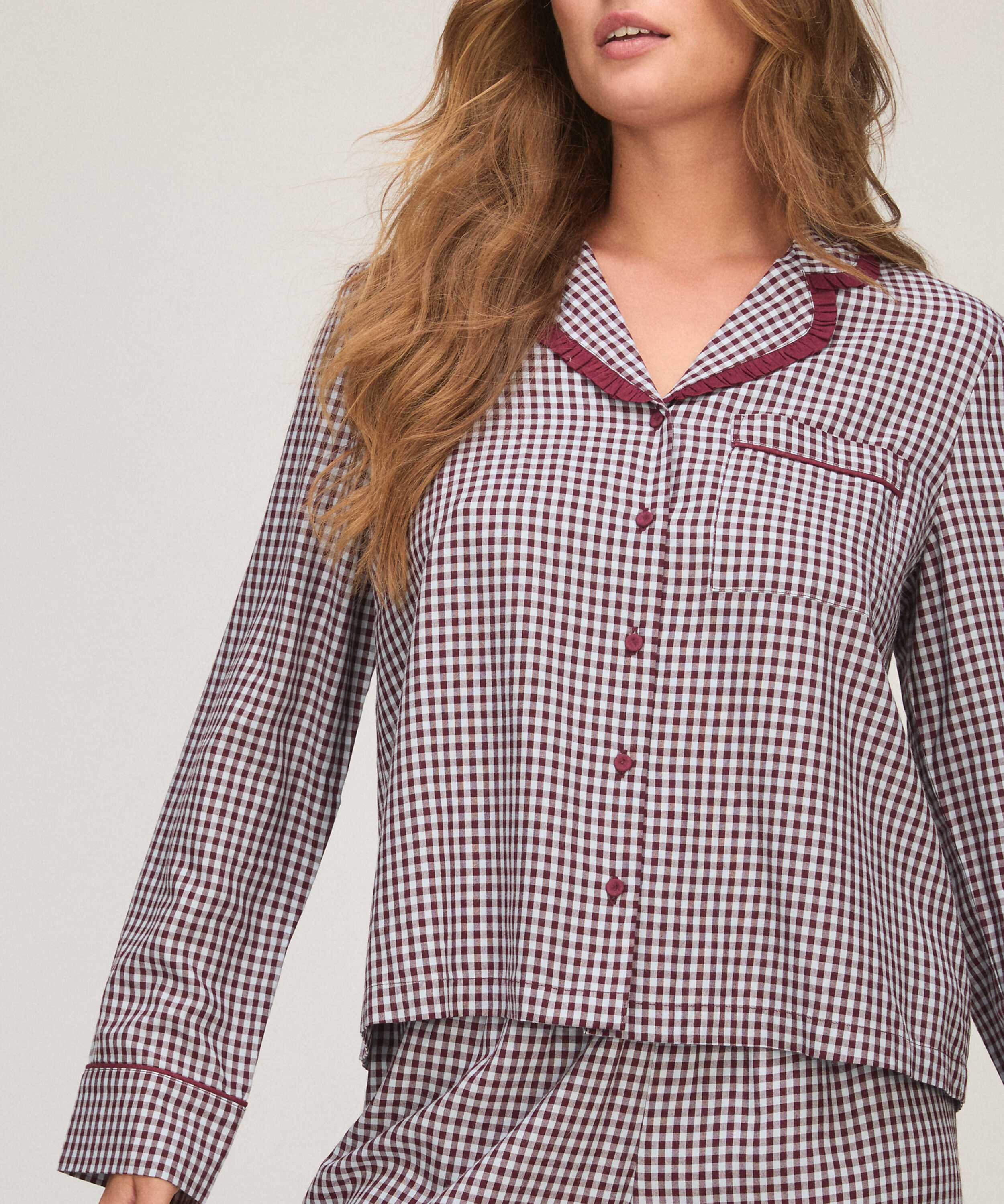 Pyjama Set Poplin Ruffle, Lilla Pyjama Set Poplin Ruffle, Lilla