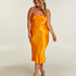 Kjole midi satin, Orange