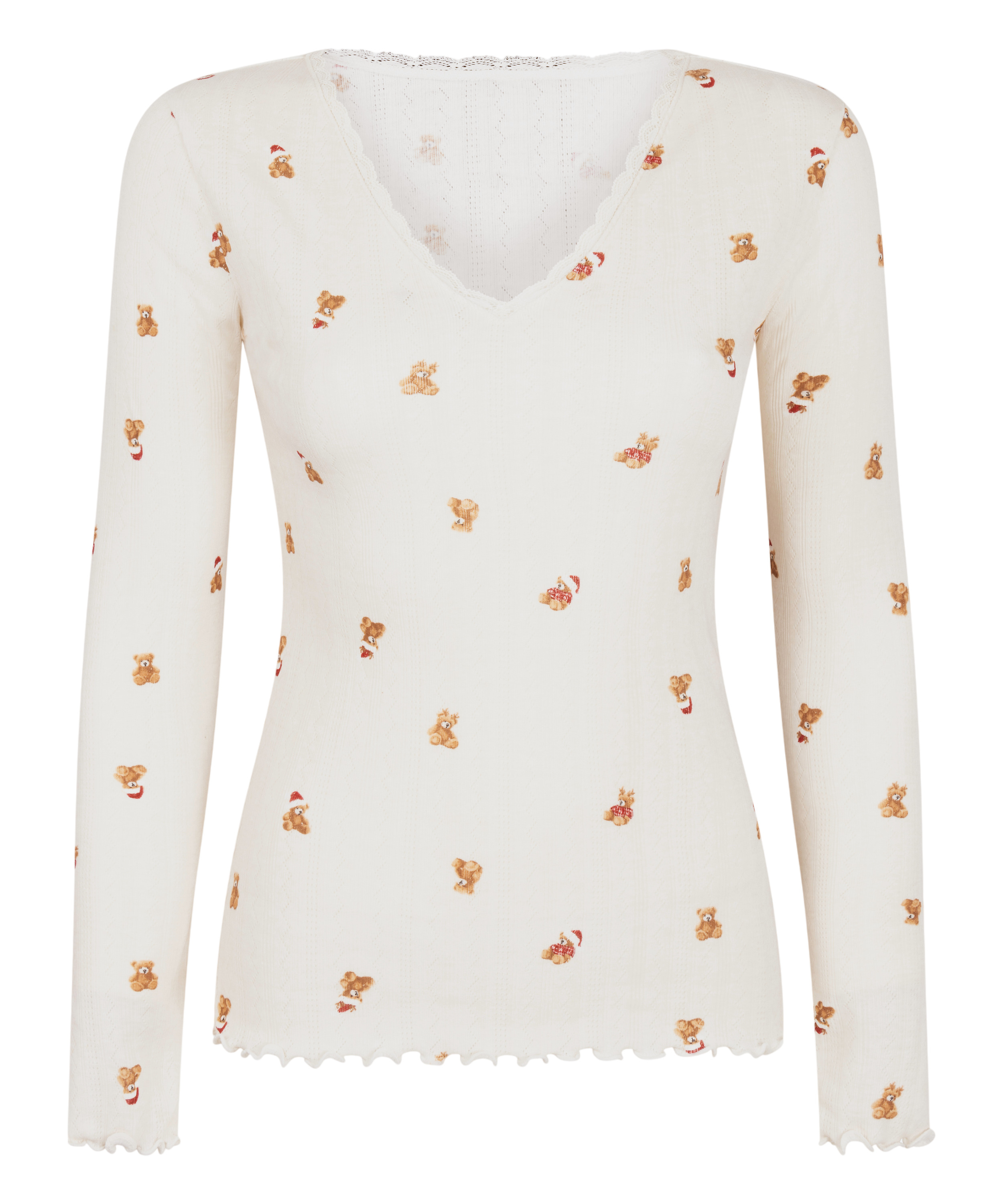 Pyjamastop Pointelle, Hvid, main