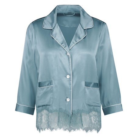 Pyjamastop i silke, Blå