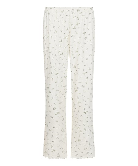 Pyjama Pant Loose Pointelle, Hvid