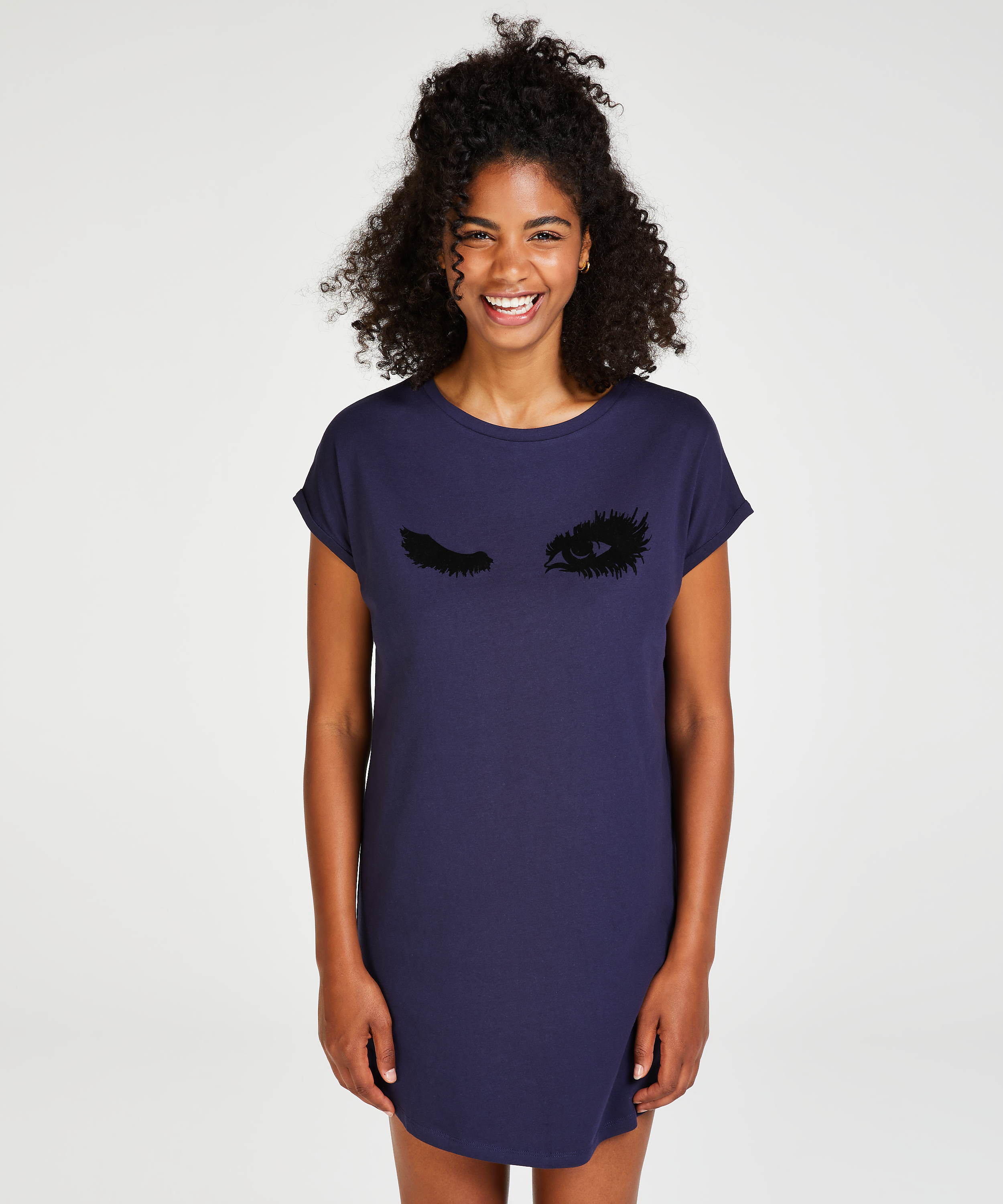 Natskjorte rund hals, Bl&aring;, main