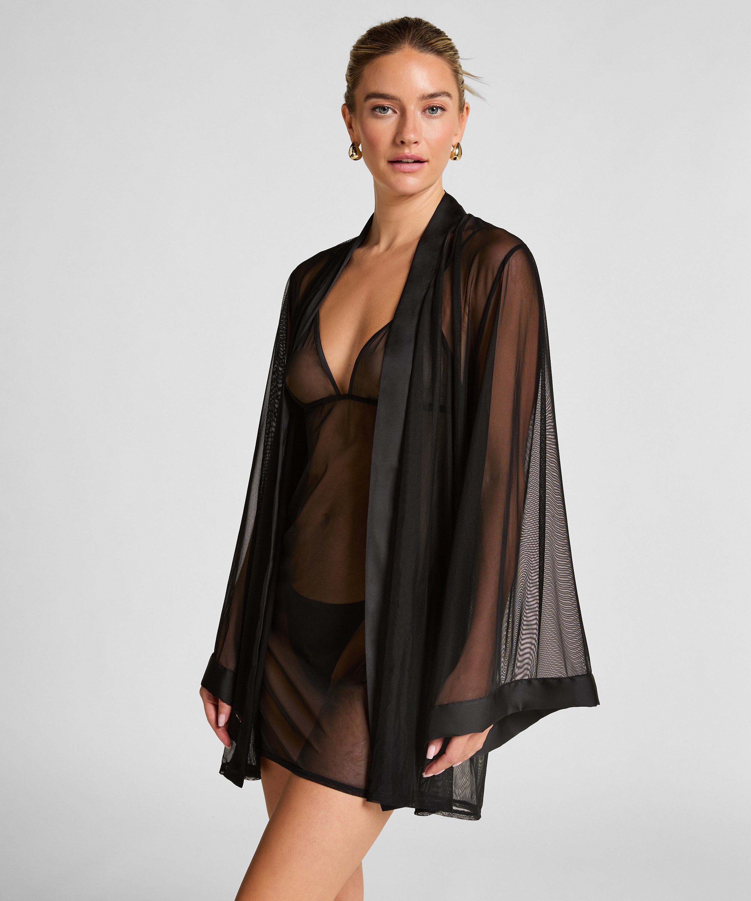 Kimono Maxime Tulle, Sort, main