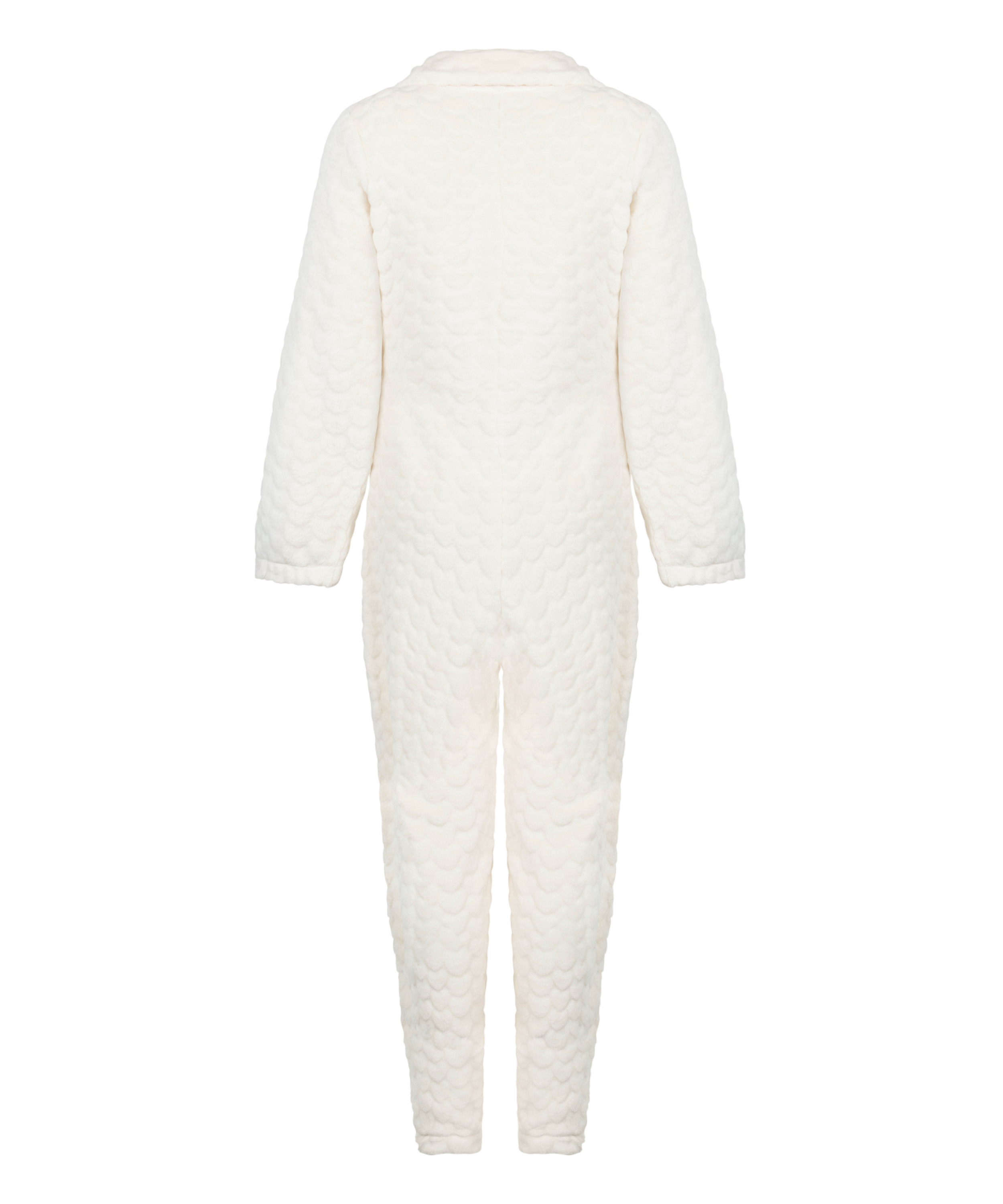 Onesie-jumpsuit i kabel med lynlås, Hvid, main