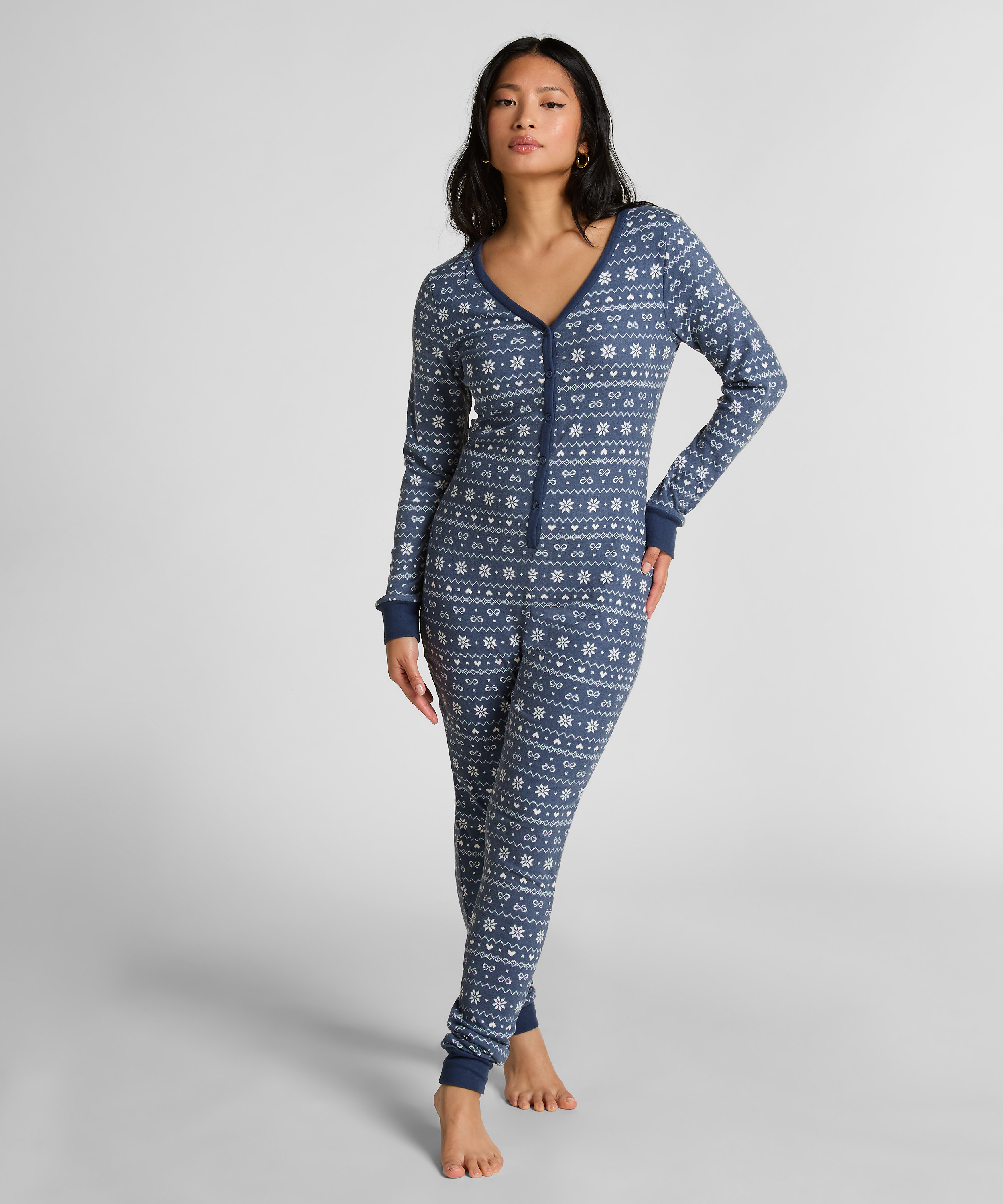 Fairisle Onesie-jumpsuit jersey, Bl&aring;, main