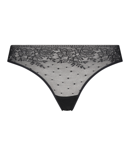 Invisible g-streng Allover Lace, sort
