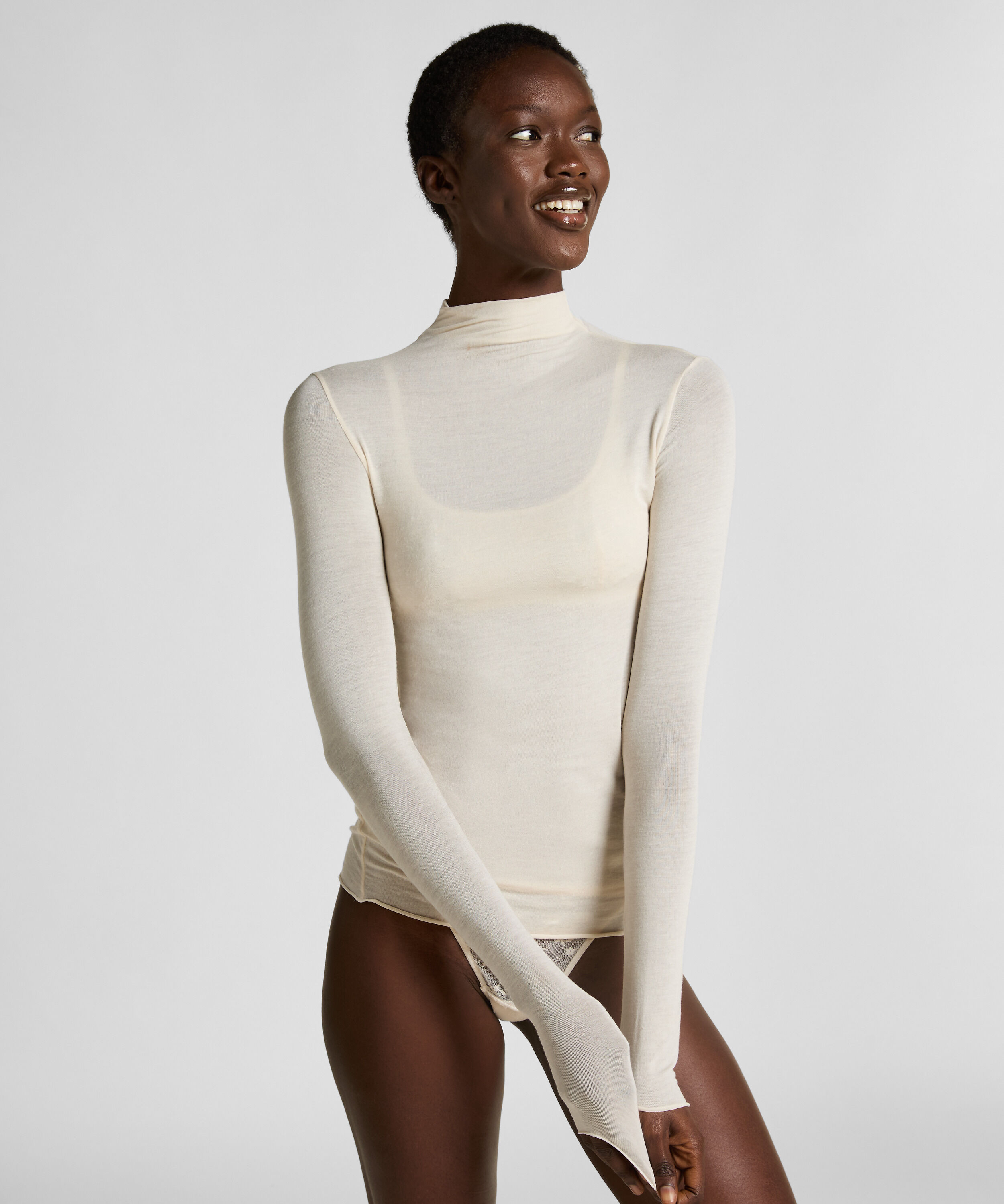super soft rullekrave bluse med cashmere