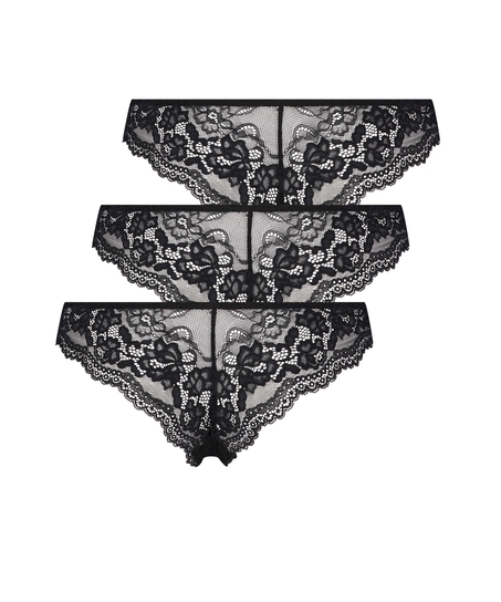 3-styks-pakning brasilianske trusser Chelsea, sort