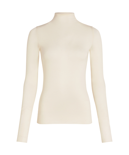 super soft rullekrave bluse med cashmere, Hvid