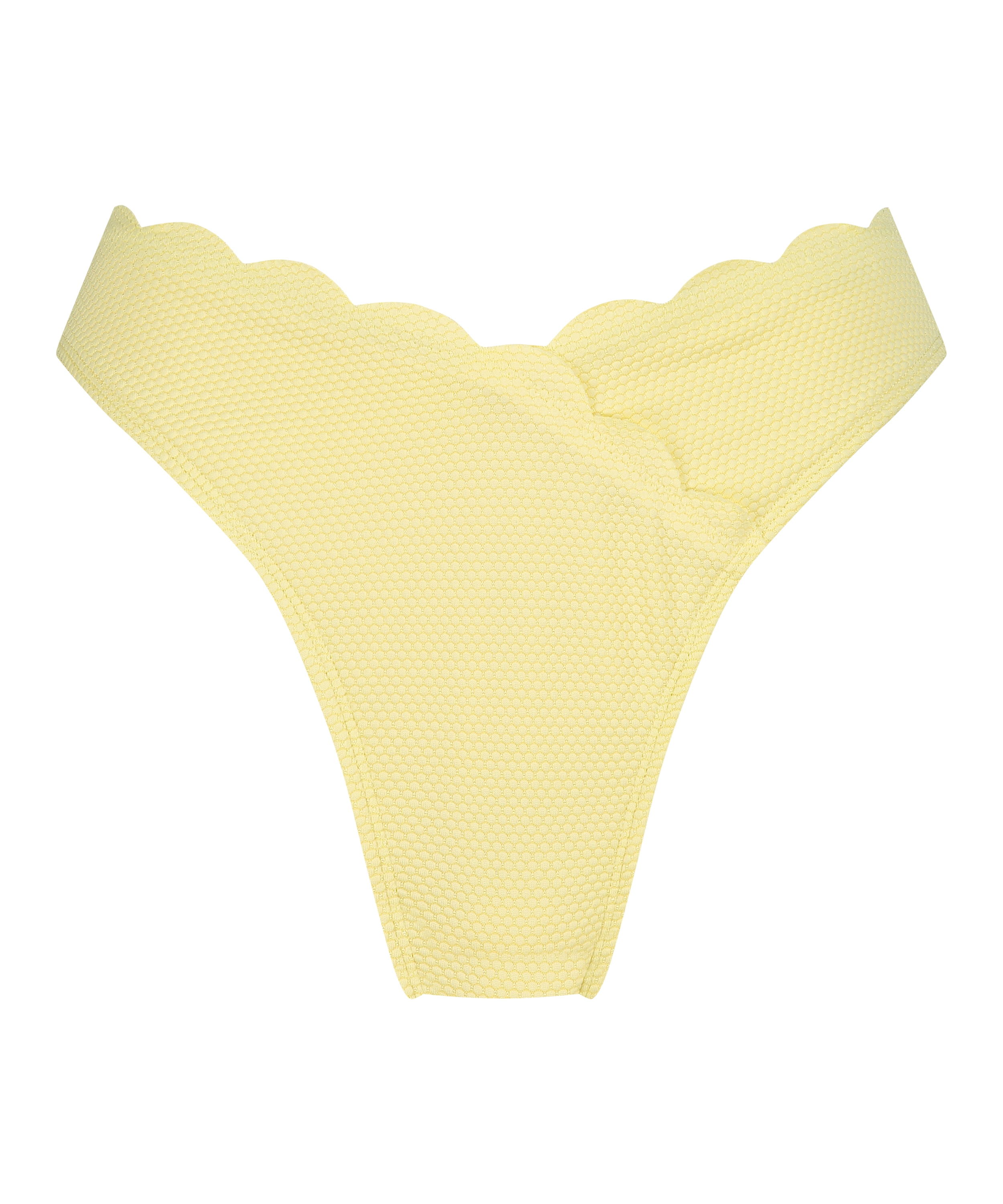 Højskåret Bikinitrusse Scallop, gul, main