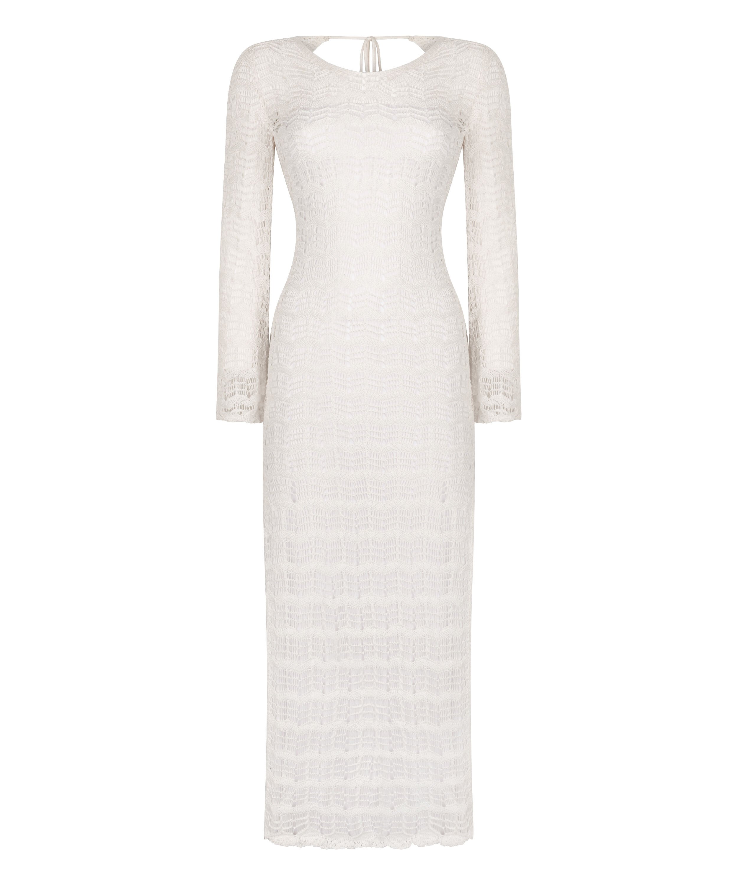 H&aelig;klet maxi-kjole, hvid