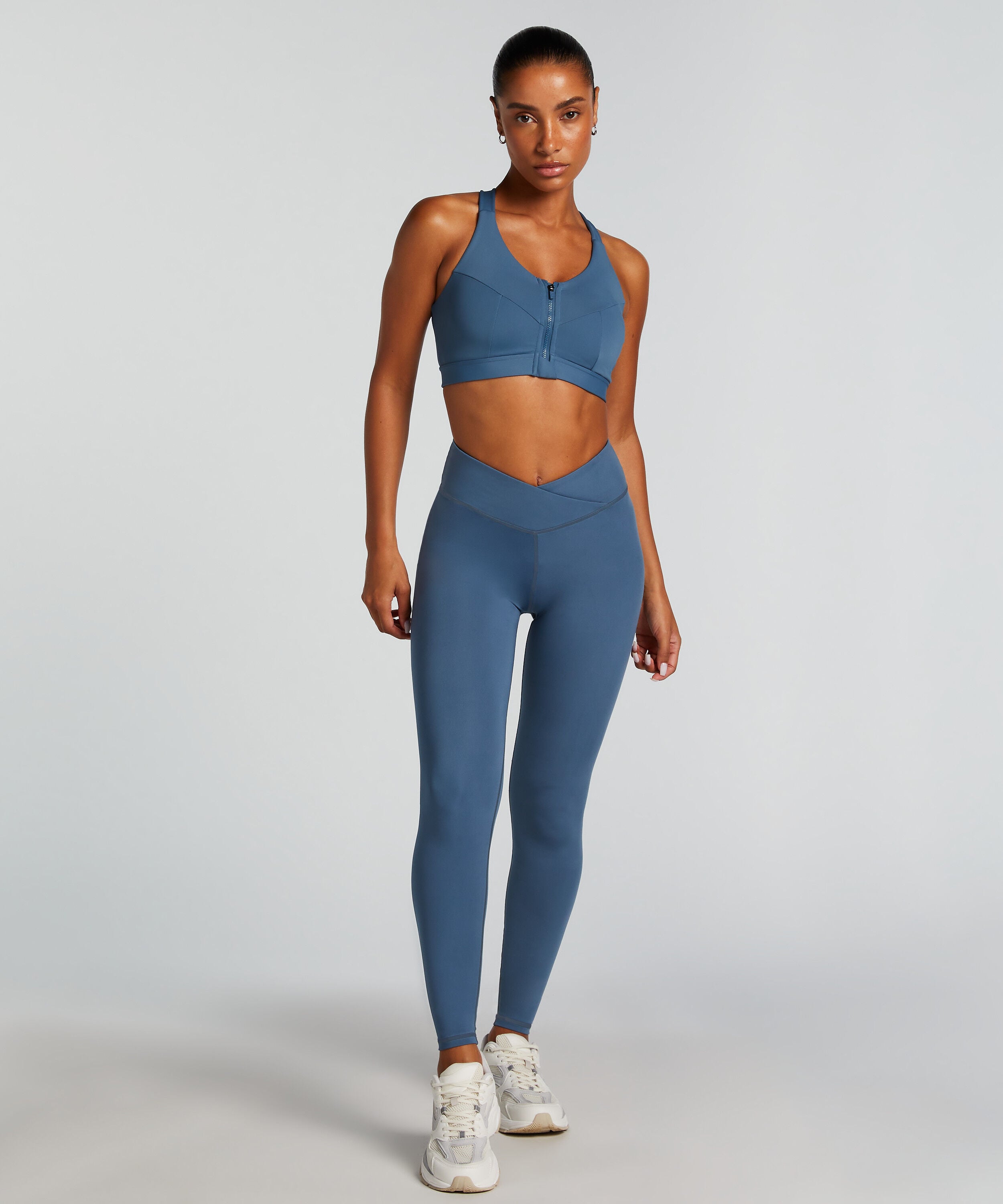 HKMX Leggings med krydseffekt og høj talje, Blå