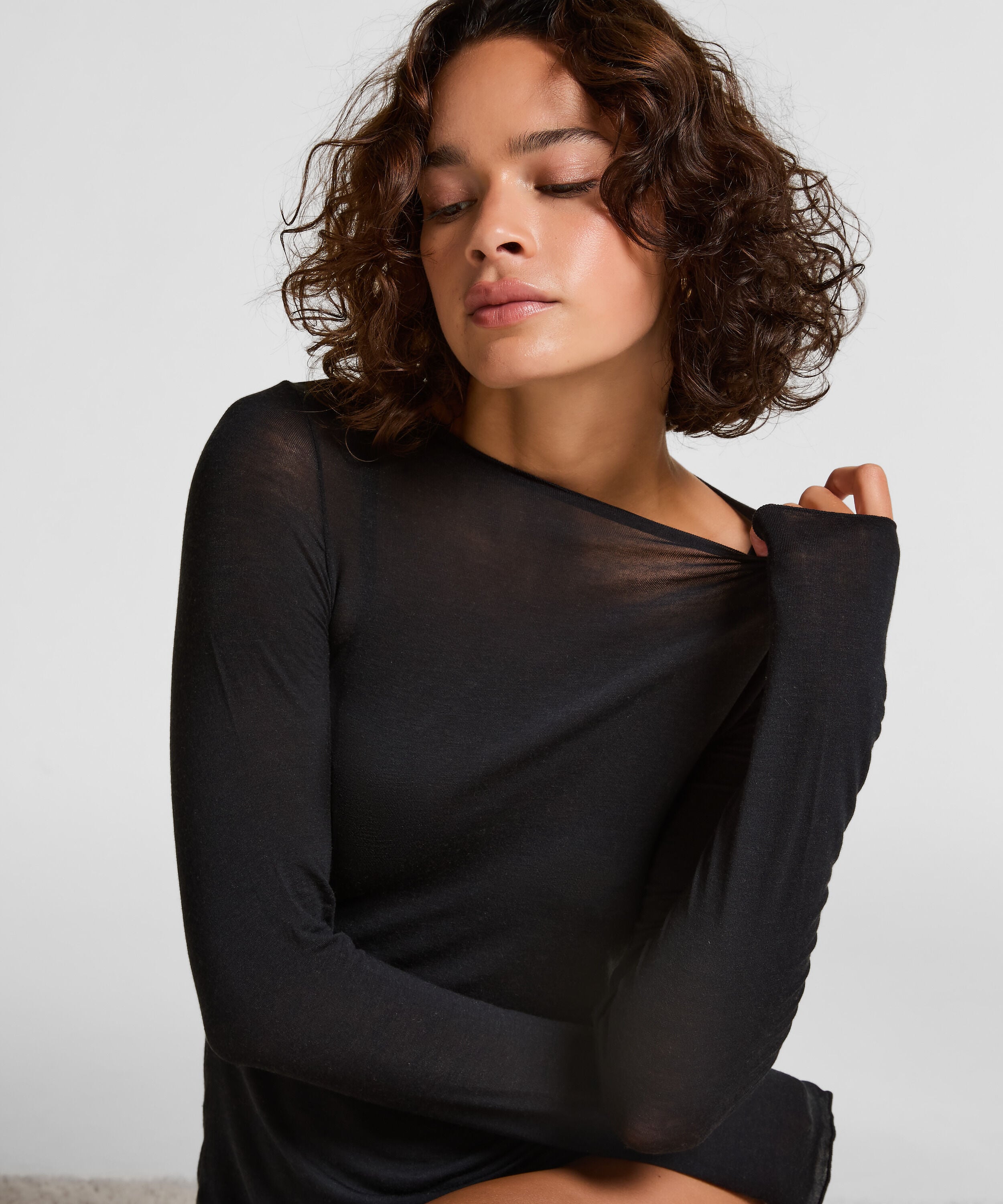 super soft Bådhals Bluse med Cashmere