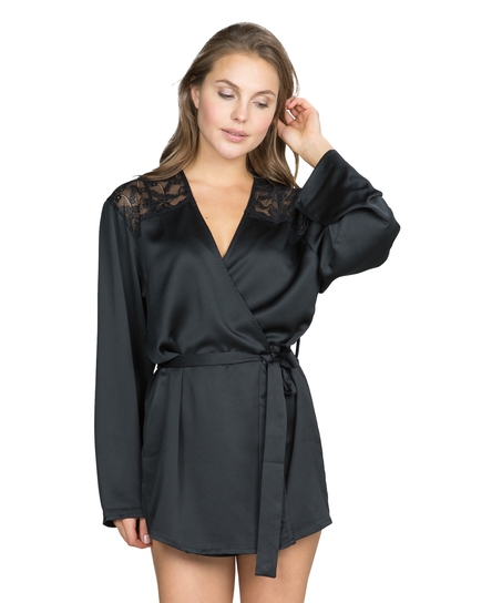 Kimono Hammered satin, sort