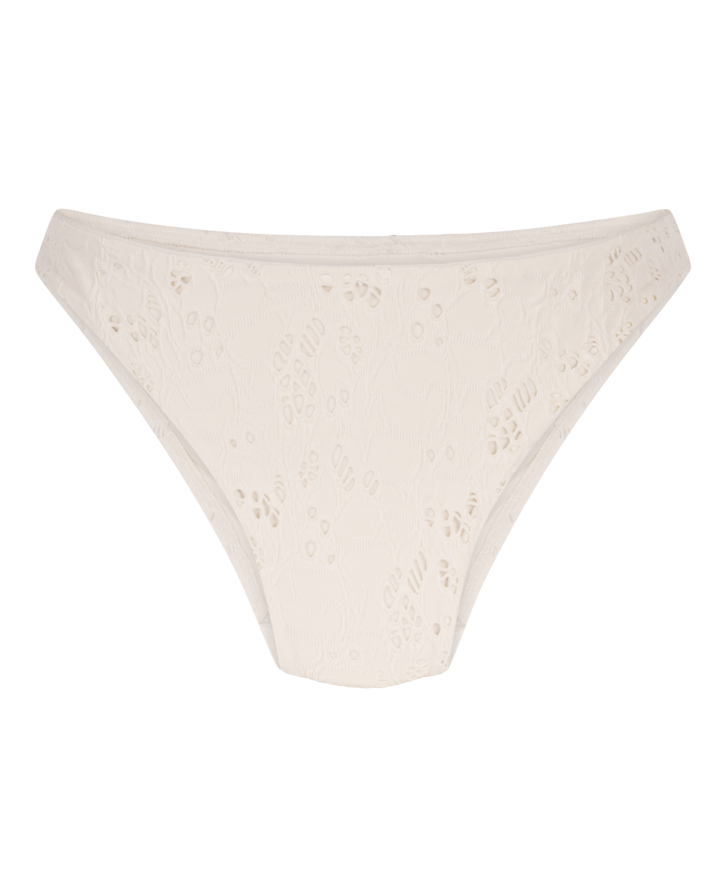 H&aelig;klet bikiniunderdel med h&oslash;j benudsk&aelig;ring, Hvid, main