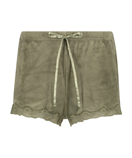 Shorts velour Lace, Gr&oslash;n
