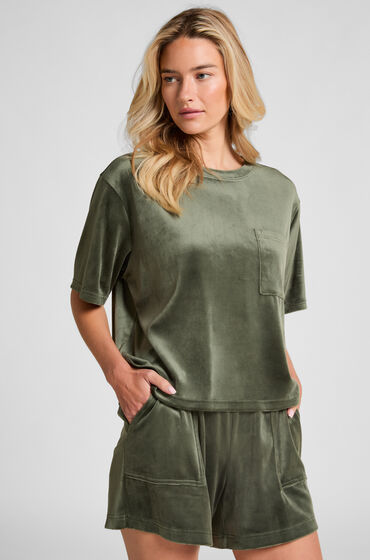 Hunkemöller Fløjlsshorts med lomme Grøn