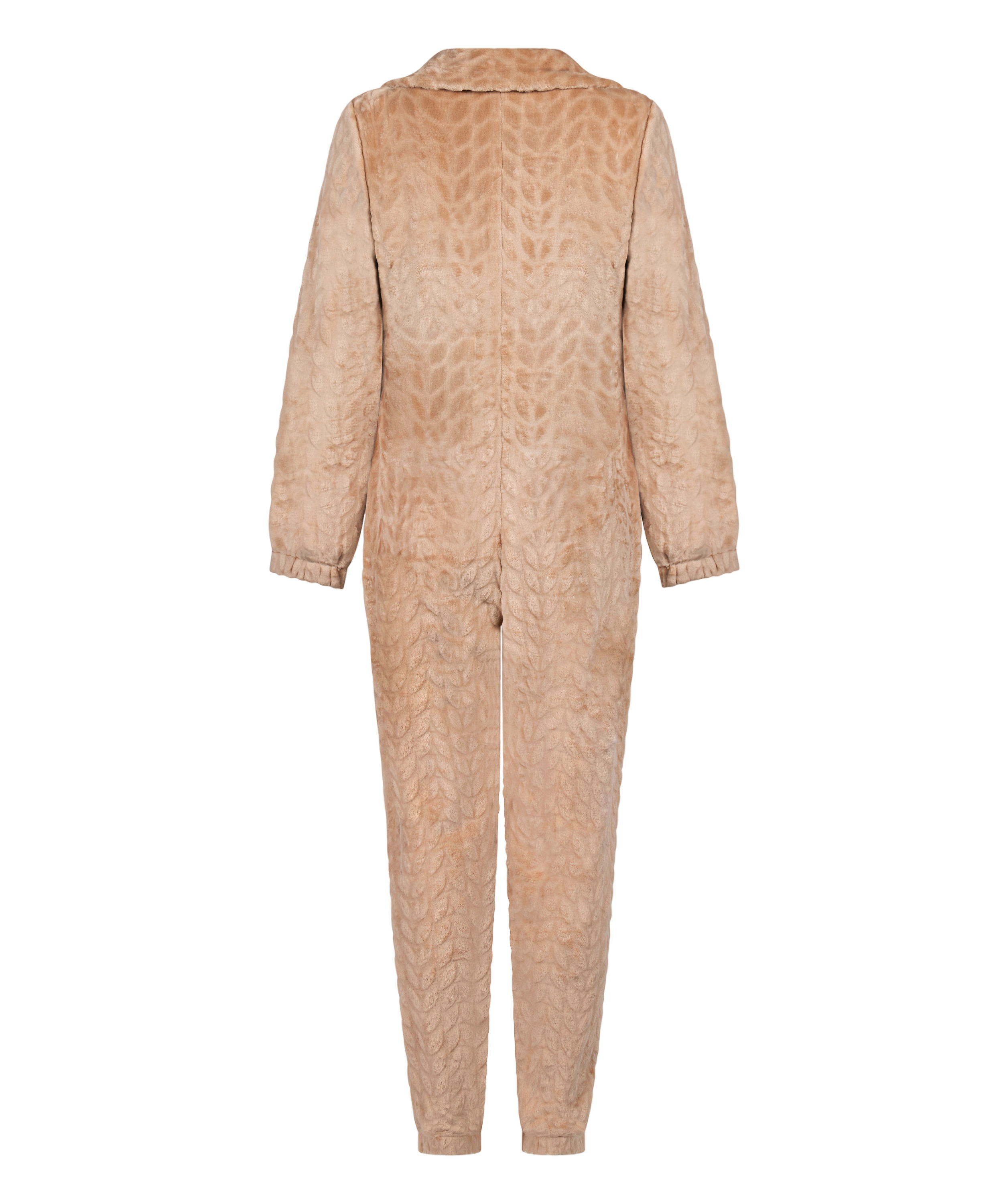 Onesie-jumpsuit i kabel med lynl&aring;s, Beige, main