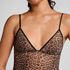 Underkjole i leopardprintet mesh, Sort